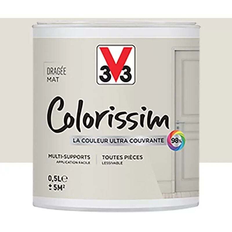 V33 - Peinture Multi-supports Colorissim Mat Dragée 0,5 l