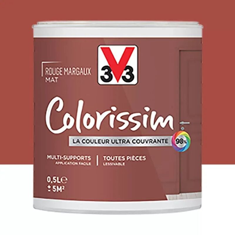 V33 - Peinture Multi-supports Colorissim Mat Rouge Margaux 0,5 l