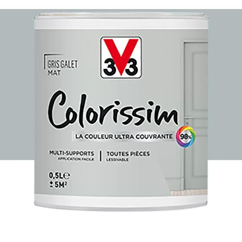 V33 - Peinture Multi-supports Colorissim Mat Gris galet 0,5 l