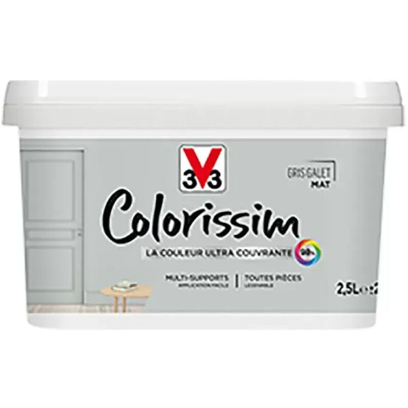 V33 - Peinture Multi-supports Colorissim Mat Gris galet 2,5 l