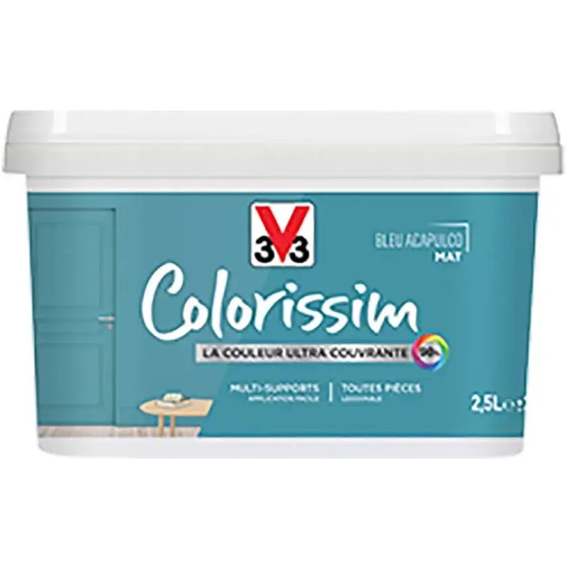 V33 - Peinture Multi-supports Colorissim Mat Bleu Acapulco 2,5 l