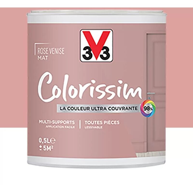 V33 - Peinture Multi-supports Colorissim Mat Rose Venise 0,5 l