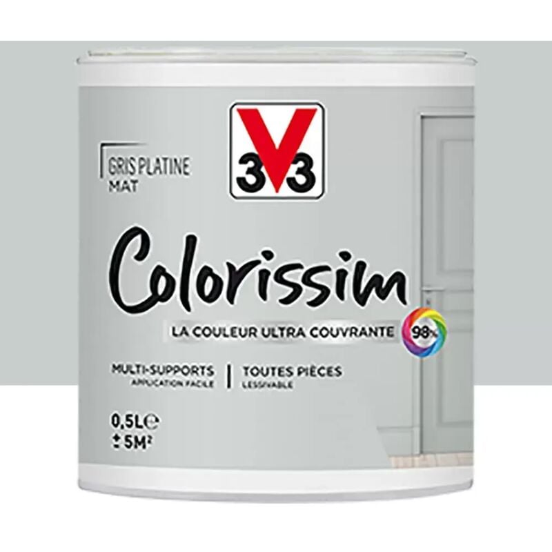 V33 - Peinture Multi-supports Colorissim Mat Gris Platine 0,5 l
