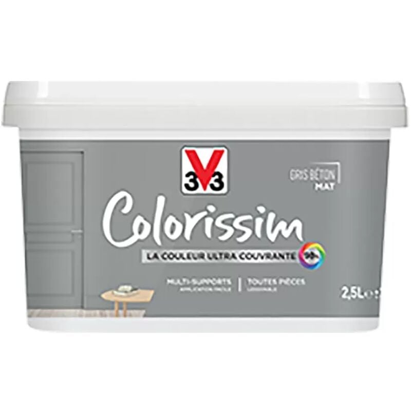V33 - Peinture Multi-supports Colorissim Mat Gris béton 2,5 l