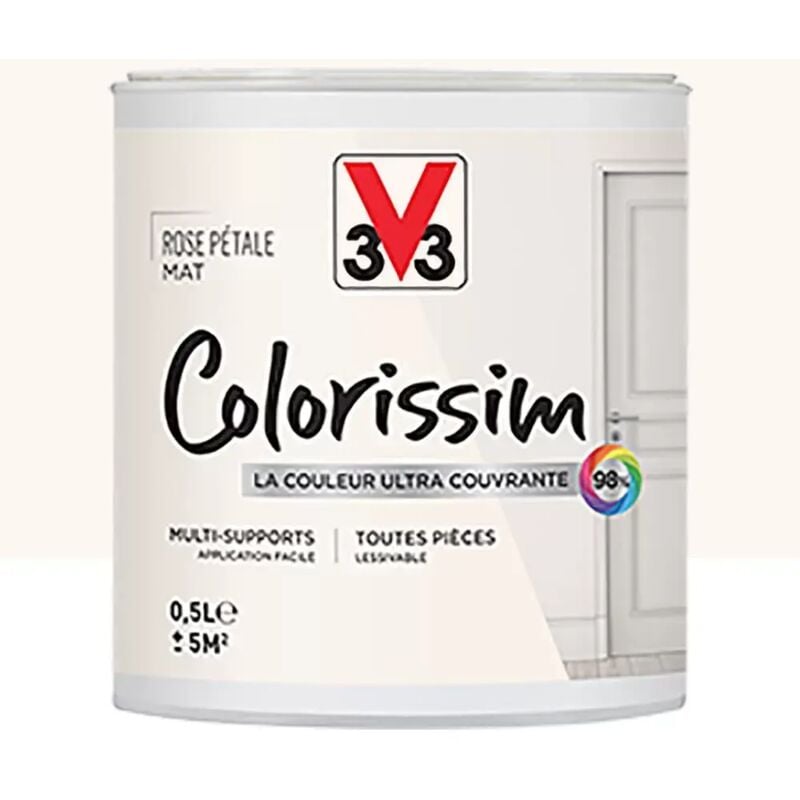 V33 - Peinture Multi-supports Colorissim Mat Rose pétale 0,5 l