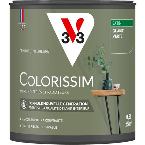Peinture murale intérieure Colorissim® V33 Glaise verte Satin 0,5L