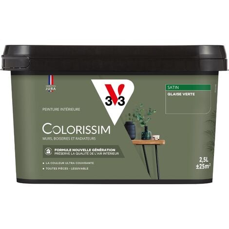 Peinture murale intérieure Colorissim® V33 Glaise verte Satin 2,5L