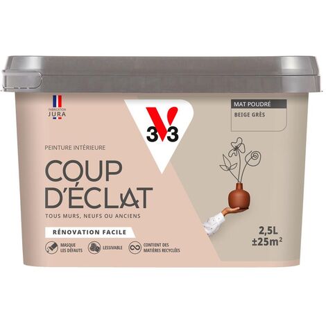 Peinture murale intérieure Coup d'Éclat® V33 Beige grès Mat Poudré 2,5L