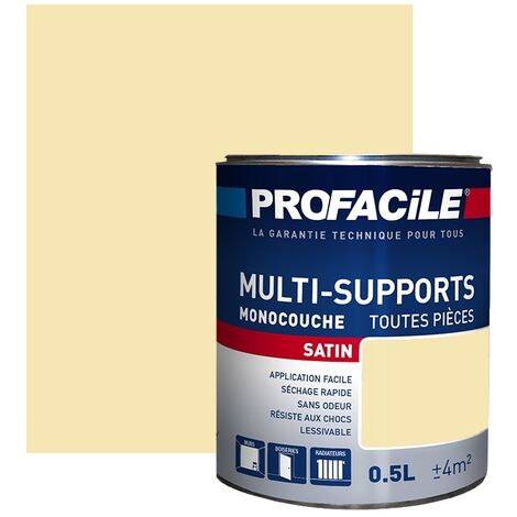 Peinture murale satinée 0.5L – Multi-supports murs, plafonds, boiseries – Sans odeur, séchage rapide, rendement 8m²/L - F5E6B2
