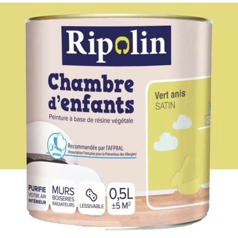 Peinture satinée Ripolin Chambre d'enfants Vert Anis 0,5 l