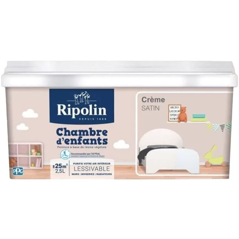 Peinture satinée Ripolin Chambre d'enfants Crème 2,5 l