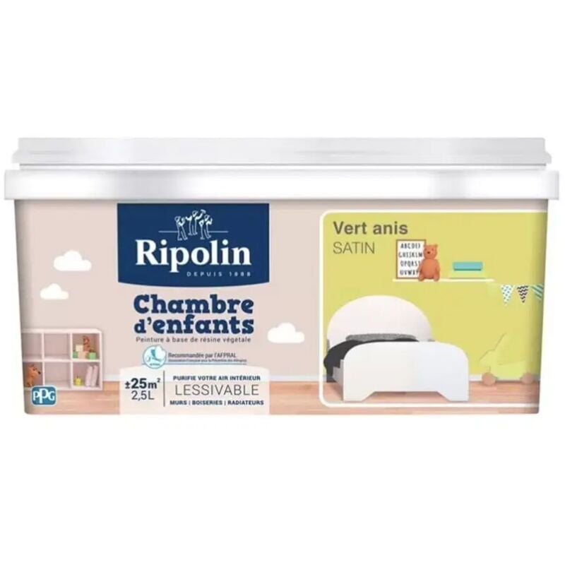 Peinture satinée Ripolin Chambre d'enfants Vert Anis 2,5 l