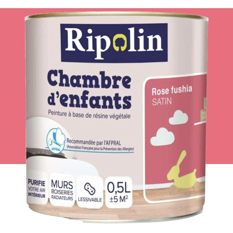 Peinture satinée Ripolin Chambre d'enfants Rose fushia 0,5 l