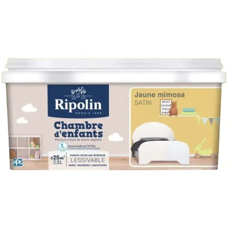 Peinture satinée Ripolin Chambre d'enfants Jaune mimosa 2,5 l