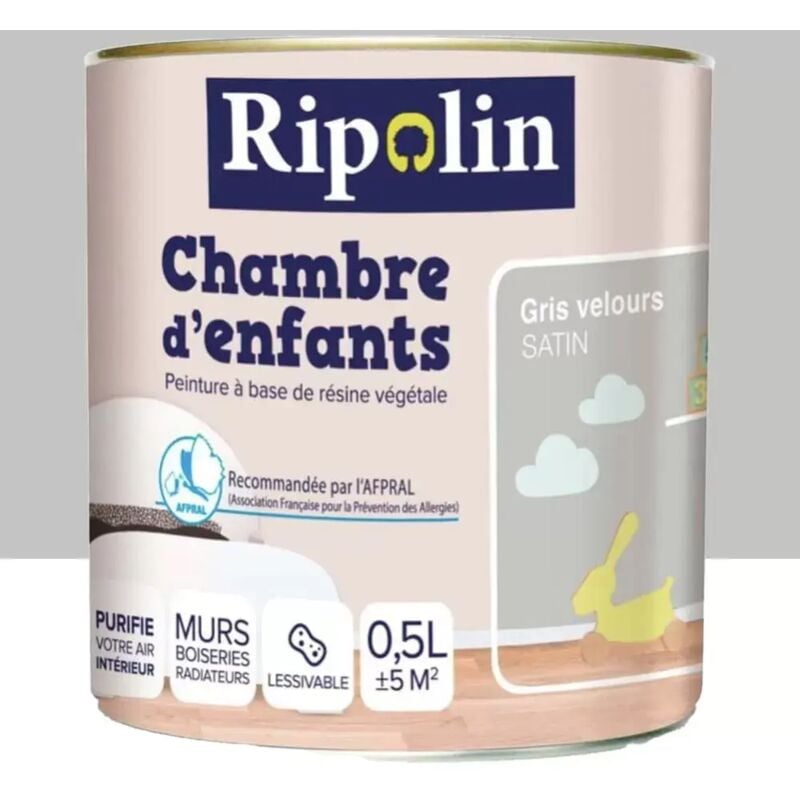 Peinture satinée Ripolin Chambre d'enfants Gris Velours 0,5 l