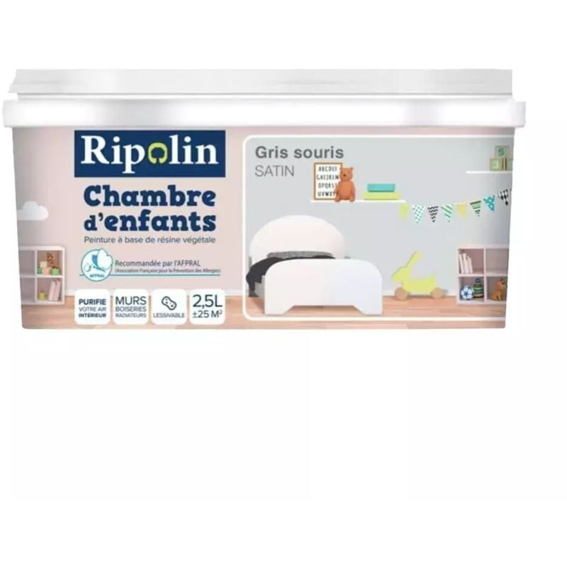 Peinture satinée Ripolin Chambre d'enfants Gris souris 2,5 l