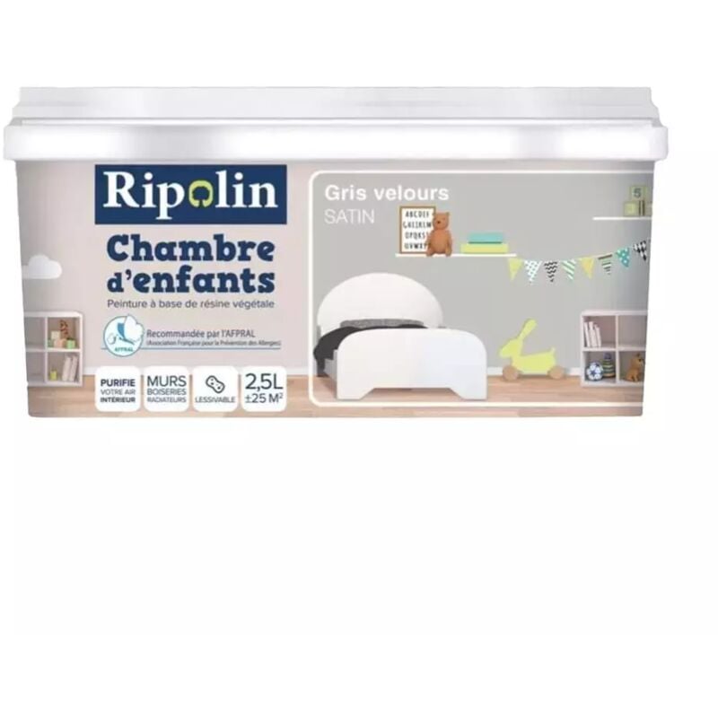 Peinture satinée Ripolin Chambre d'enfants Gris Velours 2,5 l