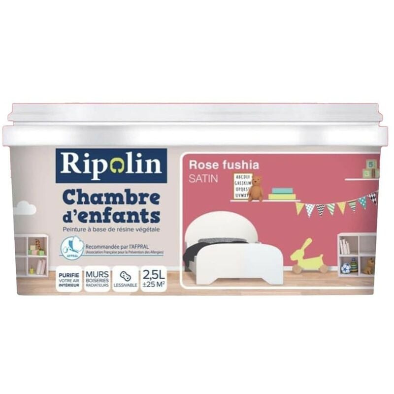 Peinture satinée Ripolin Chambre d'enfants Rose fushia 2,5 l