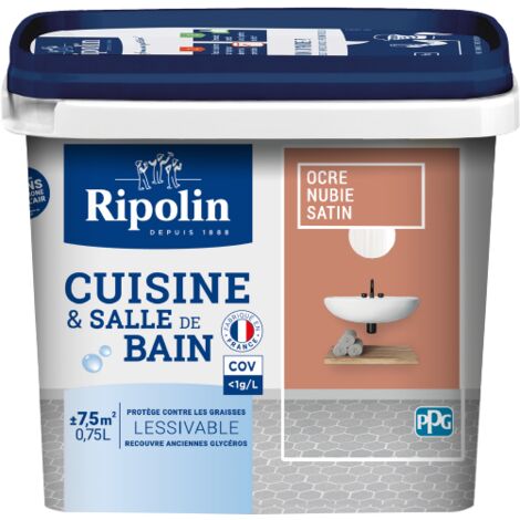 Peinture Murale spéciale Cuisine et Bain - Satin - 0,75L -  Ocre Nubie - Ripolin
