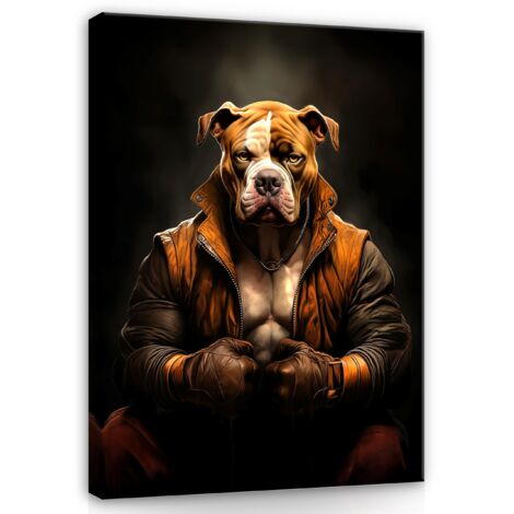 Peinture Murale sur toile chien pitbull abstraite pour chambre bureau 100x70