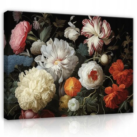 Peinture Murale sur toile fleurs pivoines pour chambre salon moderne 60x40