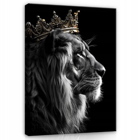 Peinture Murale sur toile lion roi motivant pour chambre salon 100x70