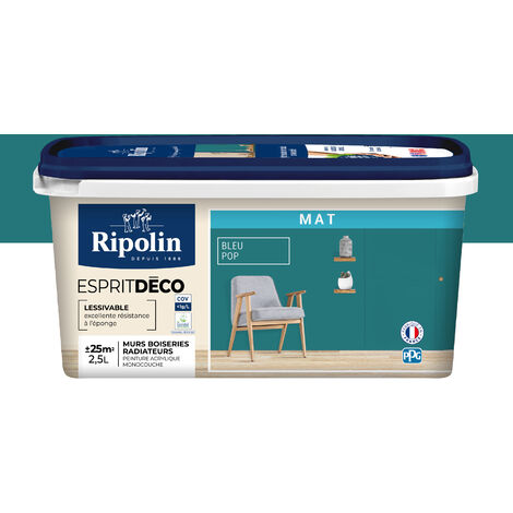 Peinture Murale Toutes Pièces - Mat - 2,5L - Bleu Pop - Ripolin