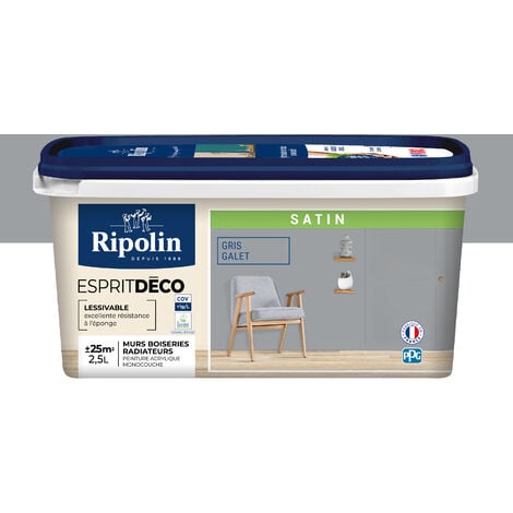 Peinture Murale Toutes Pièces - Mat - 2,5L - Gris Galet - Ripolin