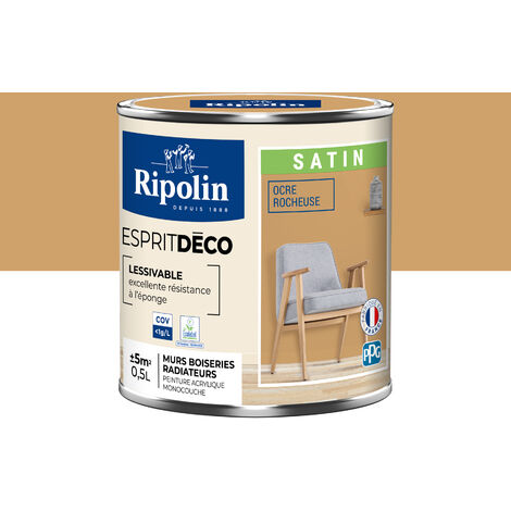 Peinture Murale Toutes Pièces - Satin - 0,5L - Ocre Rocheuse - Ripolin