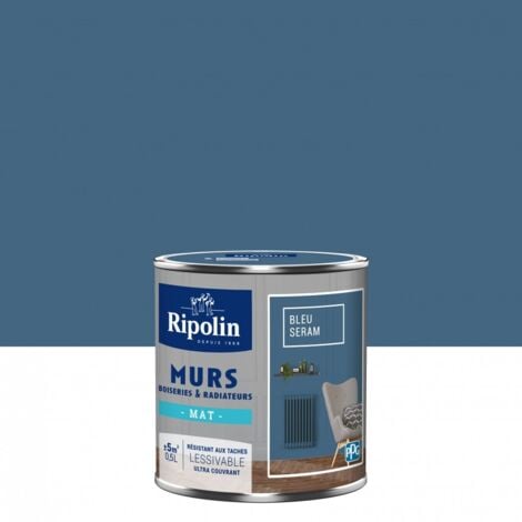 Peinture Murs, Boiseries, Radiateurs RIPOLIN Bleu seram Mat 0,5 L