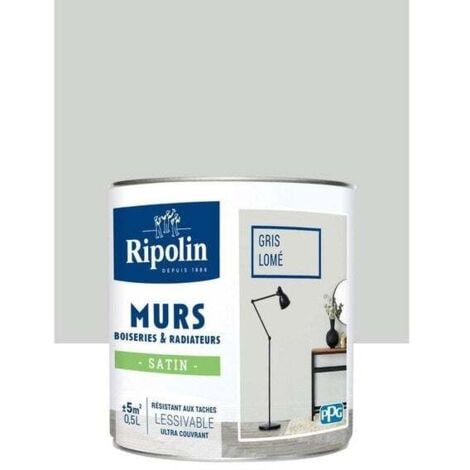 Peinture Murs, Boiseries, Radiateurs RIPOLIN Gris lomé Satin 0,5 L