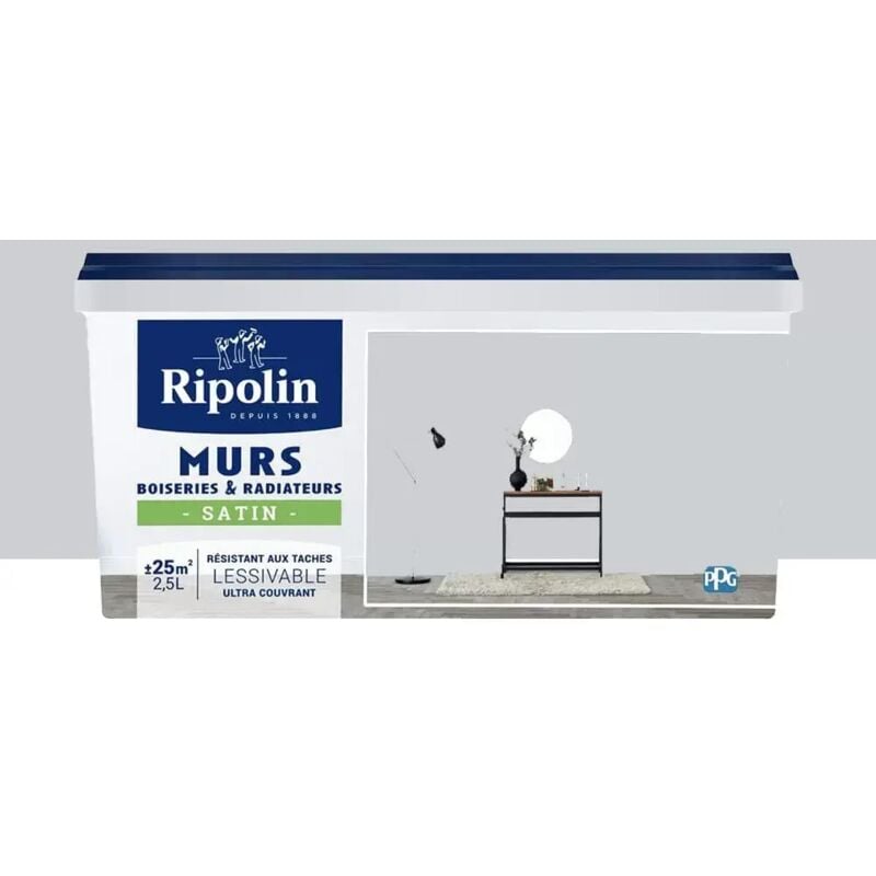 Peinture Murs, Boiseries, Radiateurs Ripolin Satin Gris télescope 2,5 l