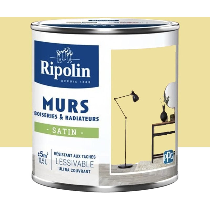 Peinture Murs, Boiseries, Radiateurs Ripolin Satin Jaune sinding 0,5 l