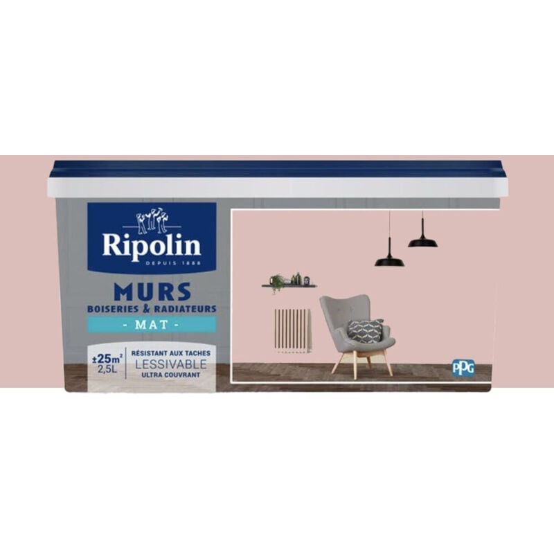 Peinture Murs, Boiseries, Radiateurs Ripolin Mat Rose jabadao 2,5 l