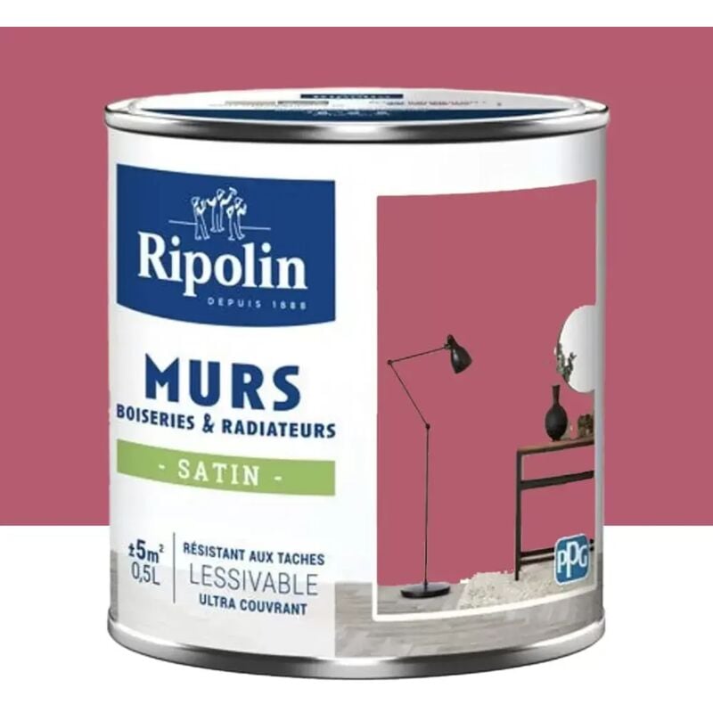Peinture Murs, Boiseries, Radiateurs Ripolin Satin Rose sarrasin 0,5 l