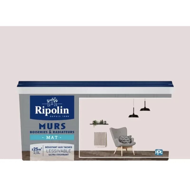 Peinture Murs, Boiseries, Radiateurs Ripolin Mat Rose zouk 2,5 l