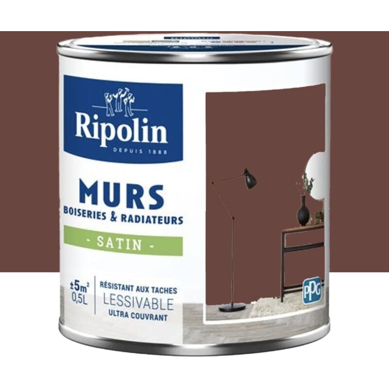 Peinture Murs, Boiseries, Radiateurs Ripolin Satin Rouge Bayonne 0,5 l