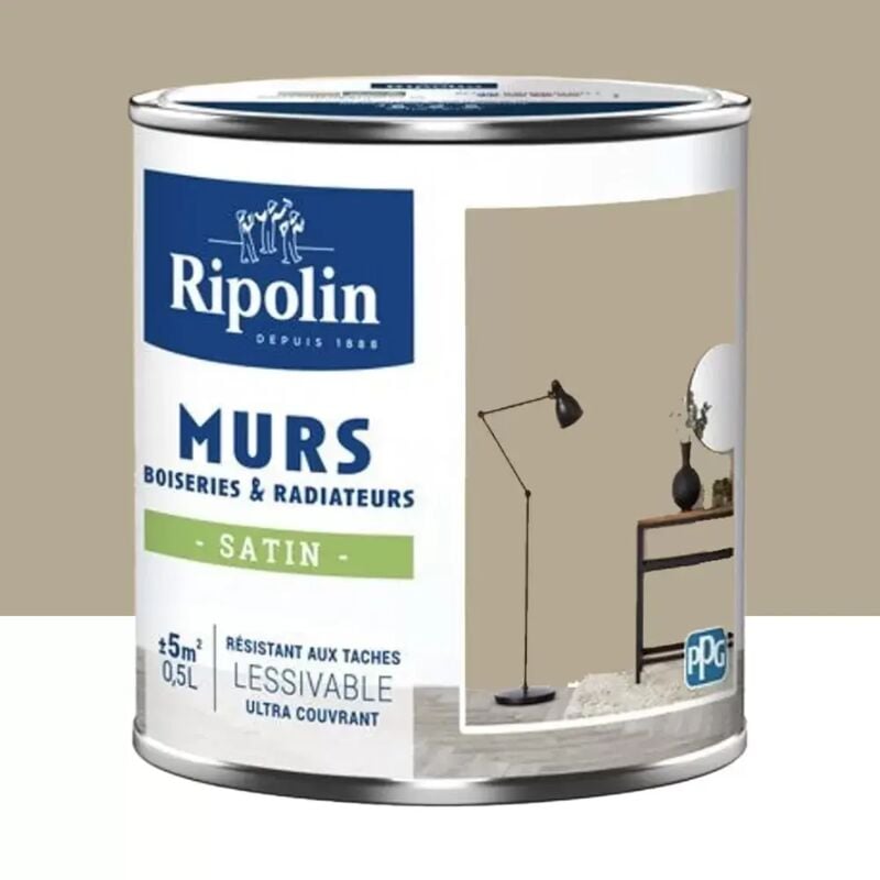 Peinture Murs, Boiseries, Radiateurs Ripolin Satin Beige cachemire 0,5 l