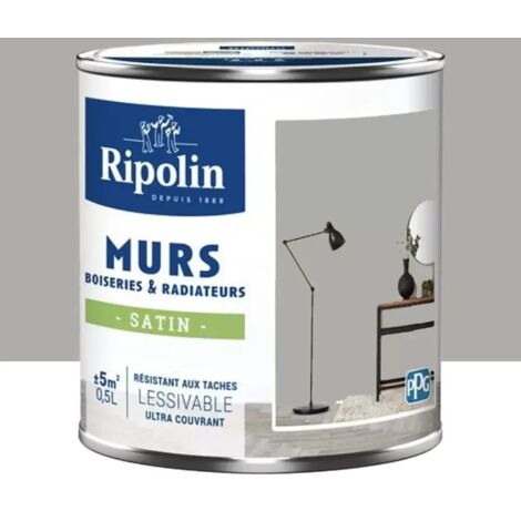 Peinture Murs, Boiseries, Radiateurs RIPOLIN Satin Gris Caire 0,5 L