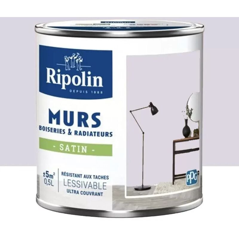 Peinture Murs, Boiseries, Radiateurs Ripolin Satin Mauve jacana 0,5 l