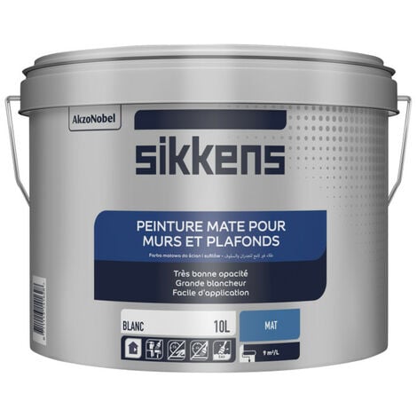 Peinture murs et plafonds 10L Blanc mat