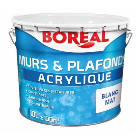 Peinture murs et plafonds Blanc Mat 10L - Boréal