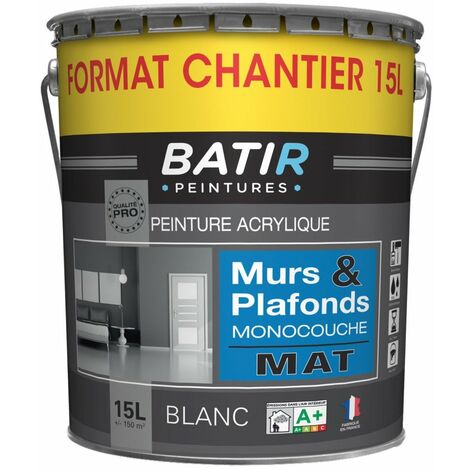 Peinture Murs et Plafonds Monocouche Mat 15 litres - BATIR