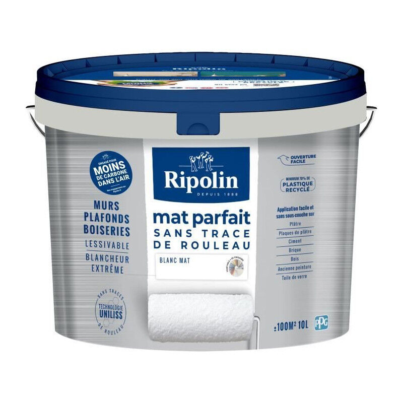 Peinture murs & plafonds parfait Ripolin 441726 - Blanc - Mat - 10 l