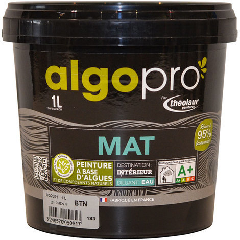 Peinture naturelle bio-sourcée à base d’huile végétale et d’algues pour murs et plafonds : Algo Pro mat