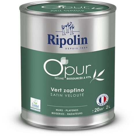 Peinture O'PUR murs, boiseries & radiateurs - RIPOLIN - 472187 - Vert zapfino - Satin veloute - 2 L