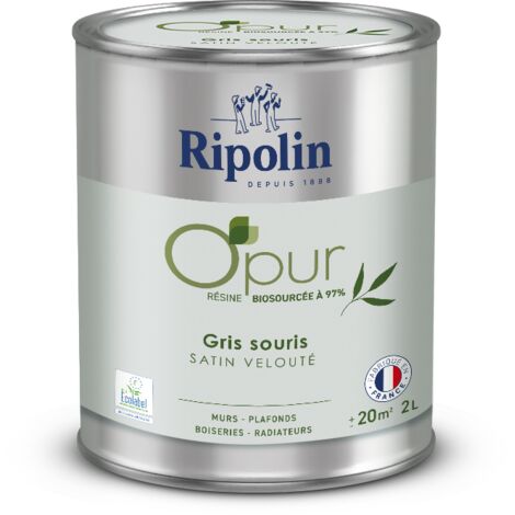 Peinture O'PUR murs, boiseries & radiateurs - RIPOLIN - 472827 - Gris souris - Satin veloute - 2 L