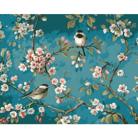 Peinture par numéro Kit, Peinture à l'huile Bricolage avec Brosses et Peintures pour Adultes Enfants Seniors Débutant - sans Cadre -dans Les Branches 16x20 inch