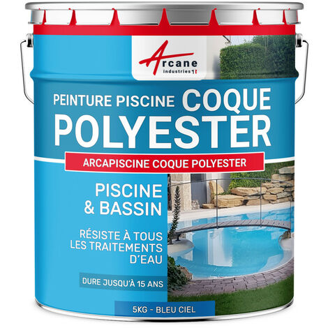 Peinture Piscine Coque Polyester - Peinture hydrofuge / imperméabilisante piscine et bassin ARCANE INDUSTRIES Beige Sable Ral 1014 - 5 kg (jusqu'à 15m² pour 2 couches)