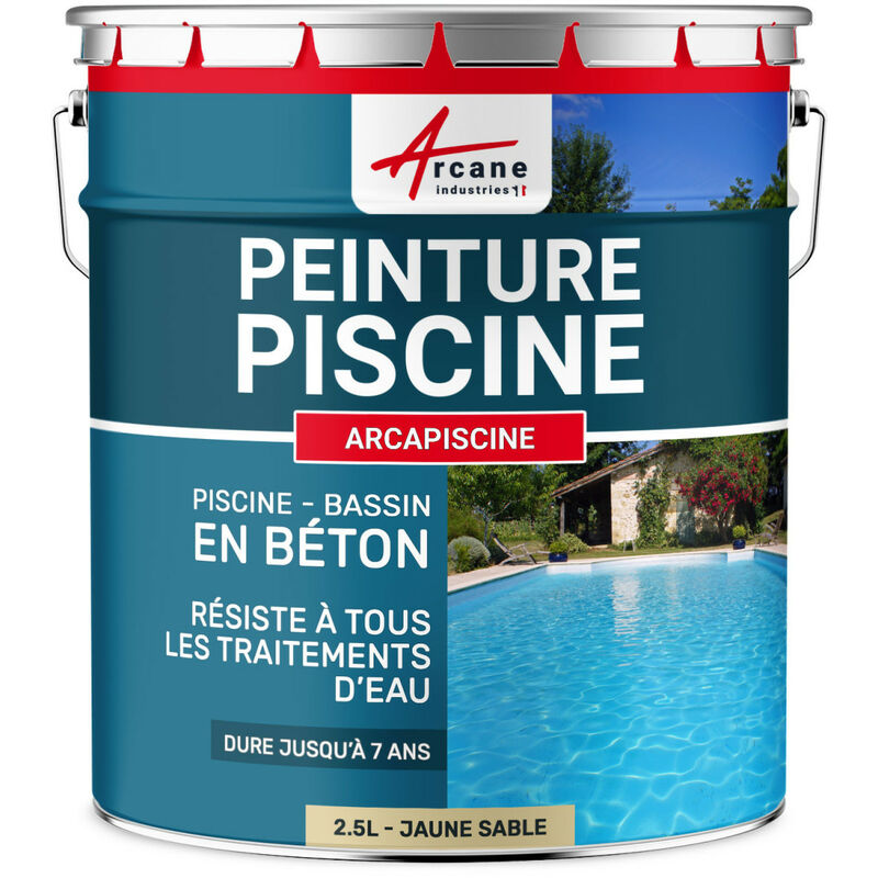 Peinture Piscine Bassin Béton arcapiscine Ciment Décoration Imperméable Bleu Blanc Gris Grise Jaune Sable Noir Vert - 2.5 l Jaune Sable - ral 1002